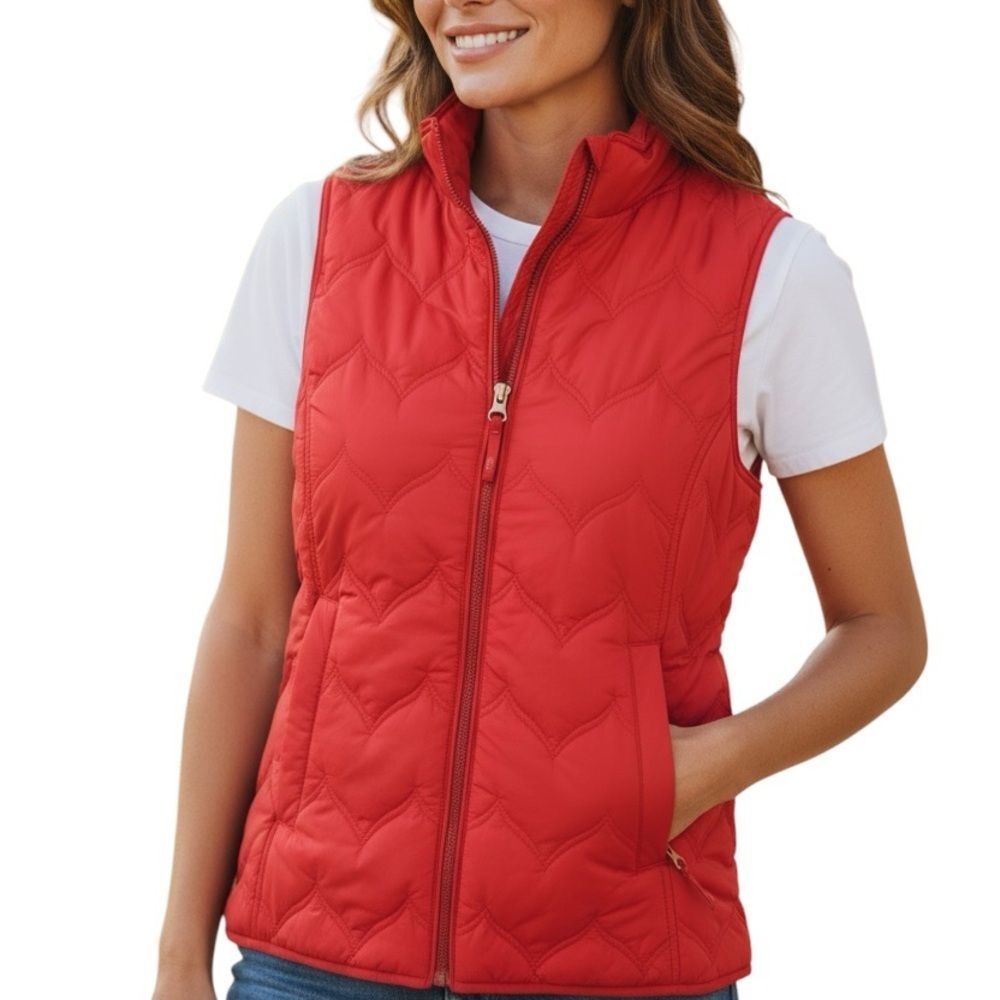Vineyard Vines Women's Coral Red Quilted Puffer Vest Size XS